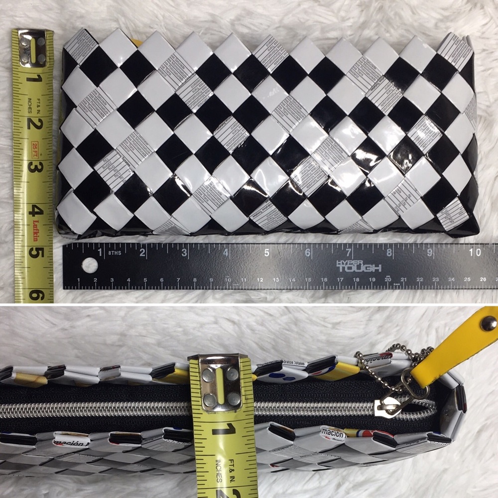 Nahui Ollin Recycled Wrapper Checkerboard Clutch - image 3